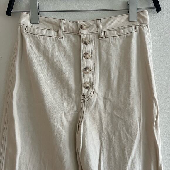 Reformation Lexi High Rise Wide Leg Button Fly Jeans Ivory Size 27 - Picture 4 of 10